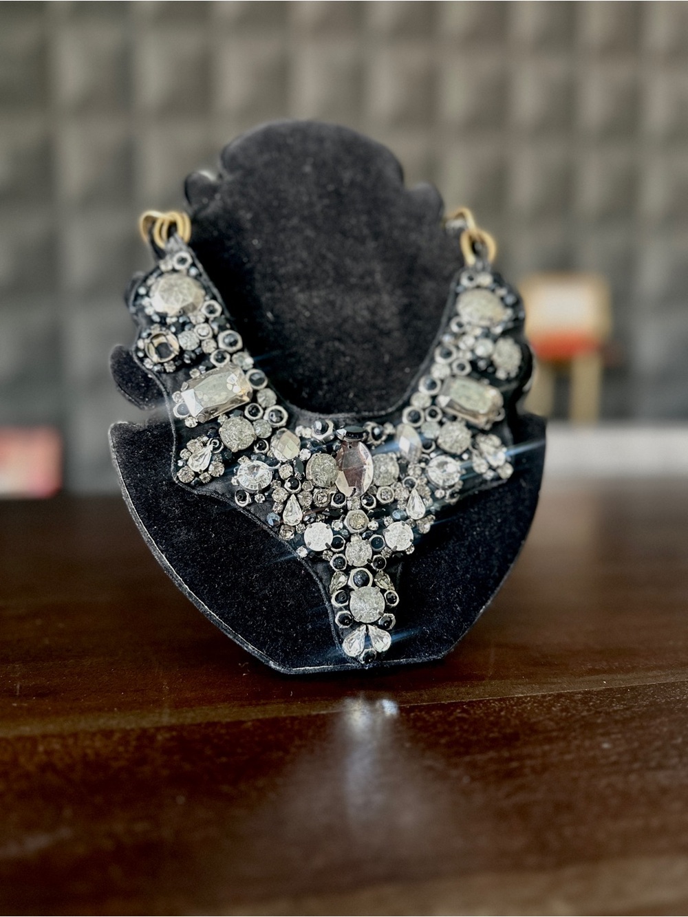 PRADA Crystal Bib Collar Statement Necklace Made in Italy